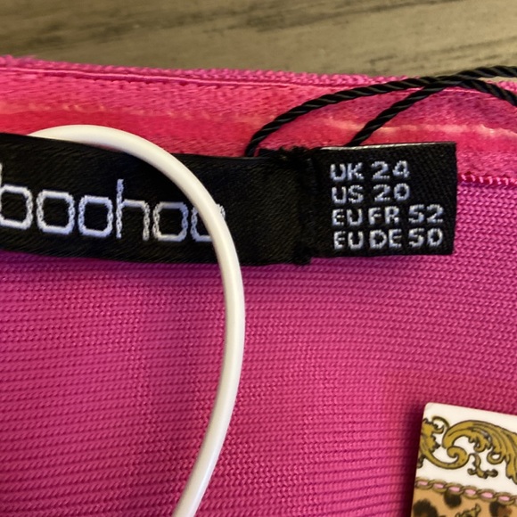 BOOHOO PLUS PINK OFF THE SHOULDER BANDAGE SCULPT MIDI DRESS US SIZE 20 - Picture 9 of 10